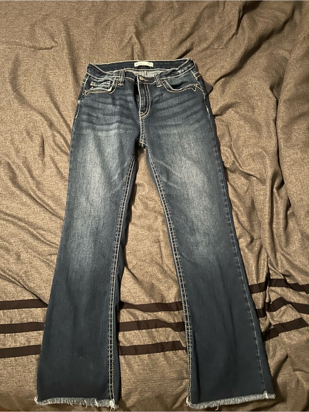 KanCan Dark Blue Bootcut Jeans with Faded Whiskering Size 28